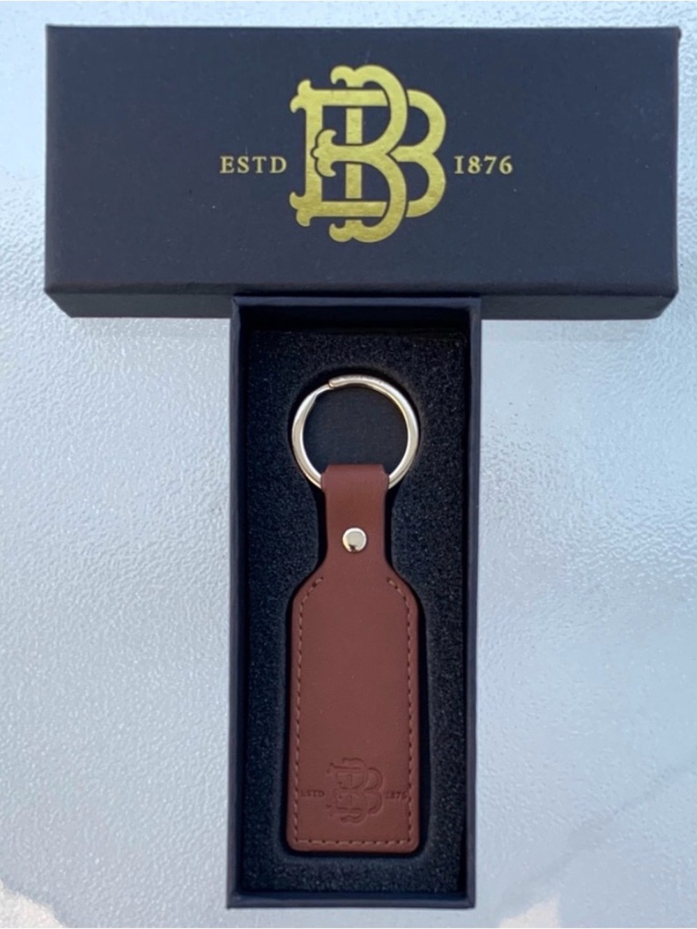 Beringer Vineyards Embossed Brown Key Fob and Logo’d Box